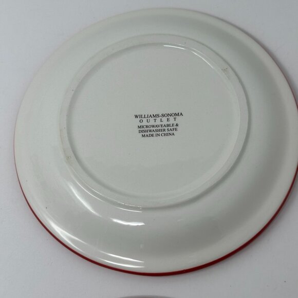 Williams Sonoma Outlet Snowman Chef Plates 6in Red Rim Winter Appetizer Set - Picture 9 of 16